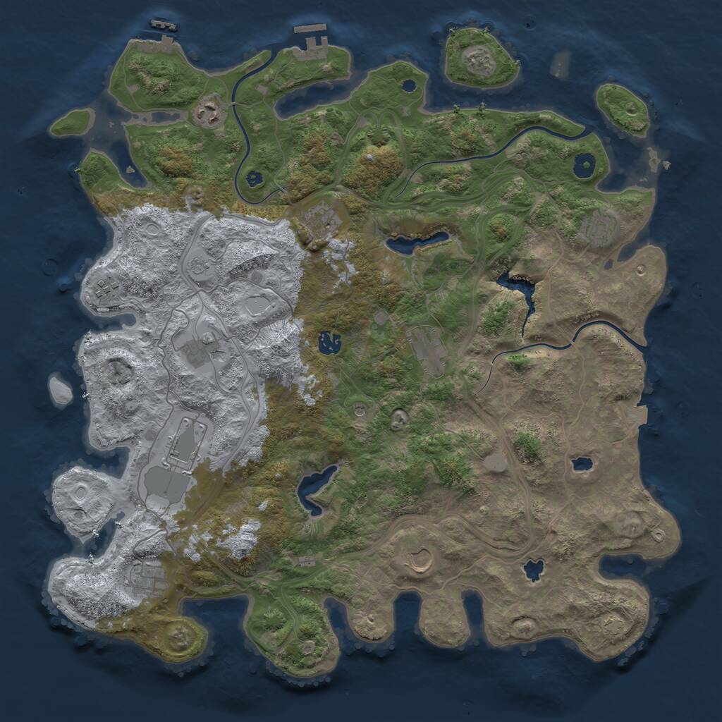 Rust Map: Procedural Map, Size: 4500, Seed: 1110047008, 16 Monuments