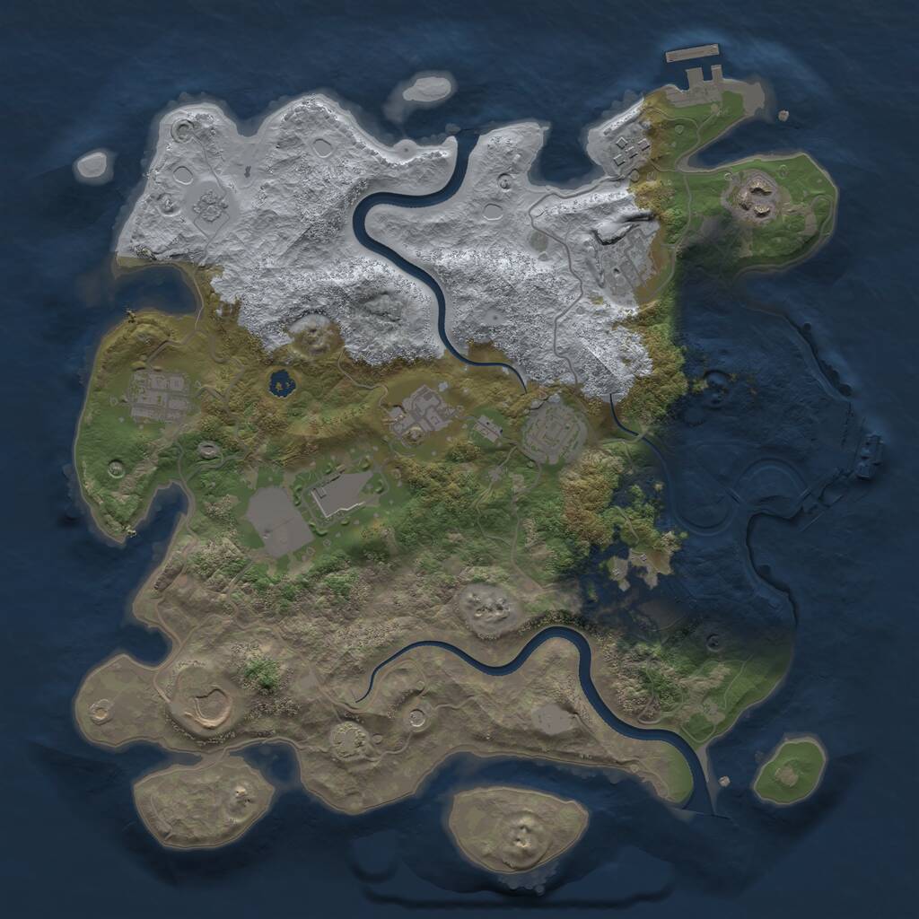 Rust Map: Procedural Map, Size: 3500, Seed: 1364286712, 15 Monuments