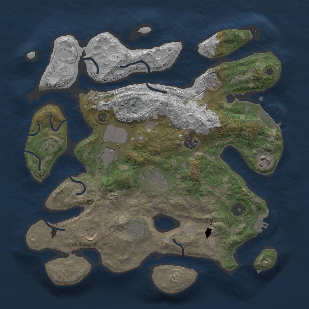 Rust Map: Procedural Map, Size: 3500, Seed: 1364286712, 14 Monuments