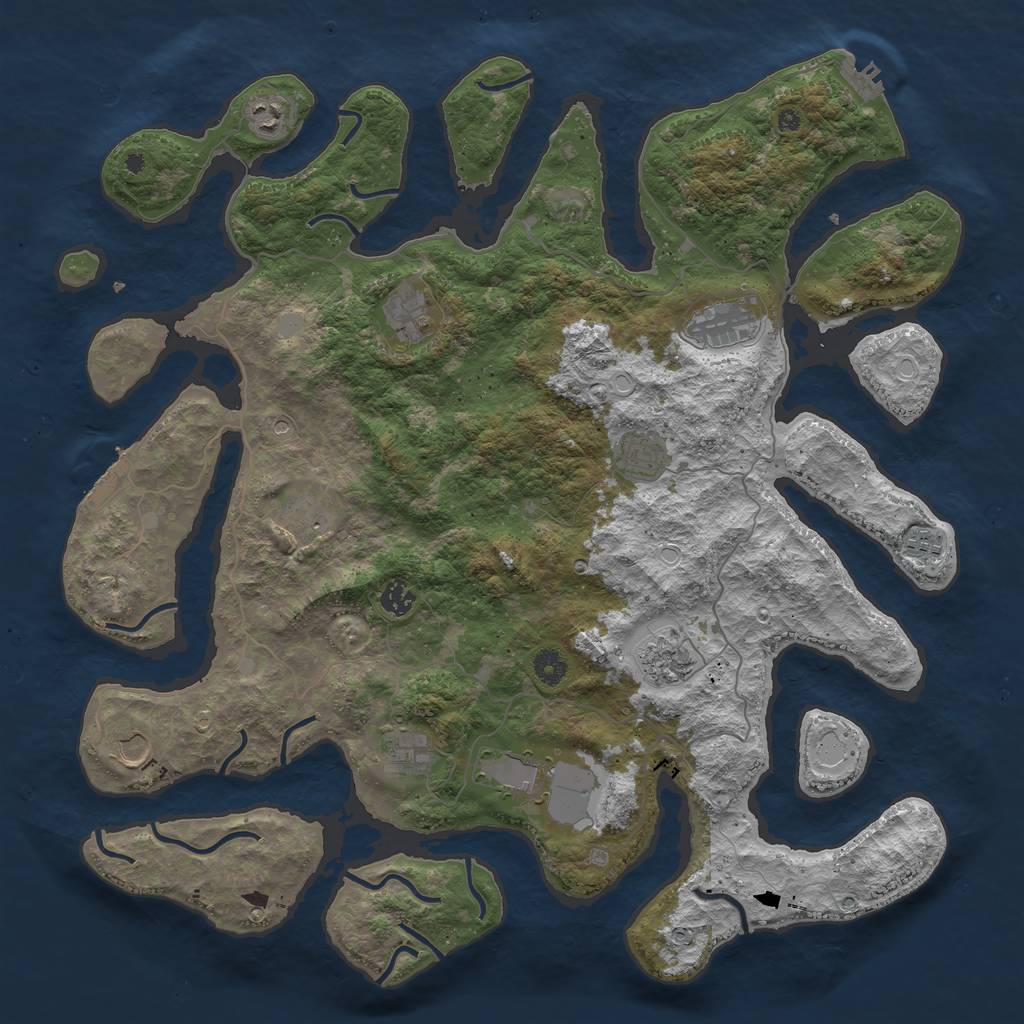 Rust Map: Procedural Map, Size: 4500, Seed: 398742156, 19 Monuments