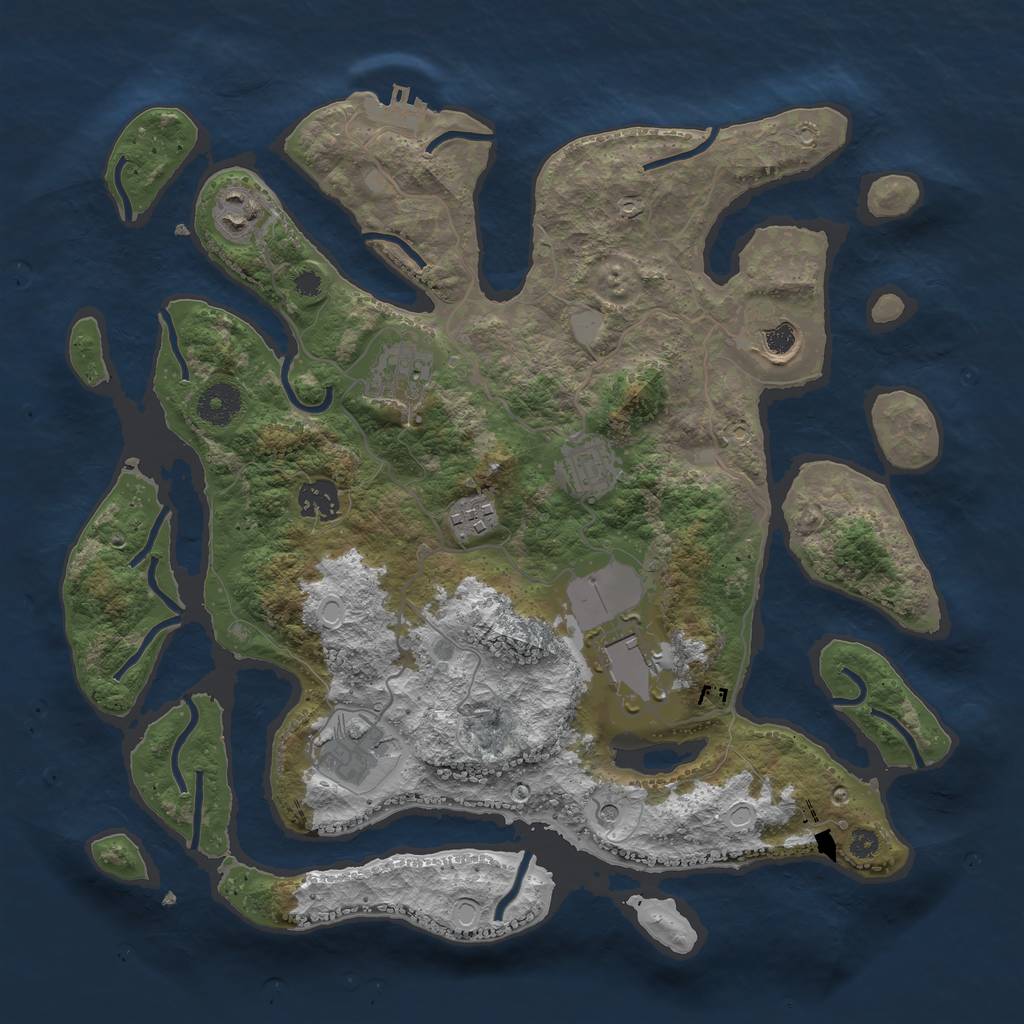 Rust Map: Procedural Map, Size: 3600, Seed: 437288, 15 Monuments