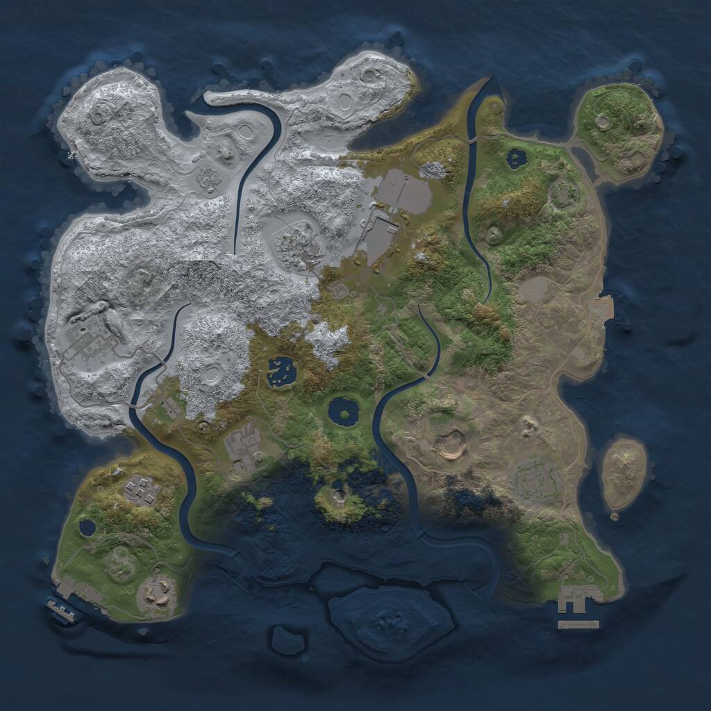 Rust Map: Procedural Map, Size: 3500, Seed: 1951721704, 15 Monuments