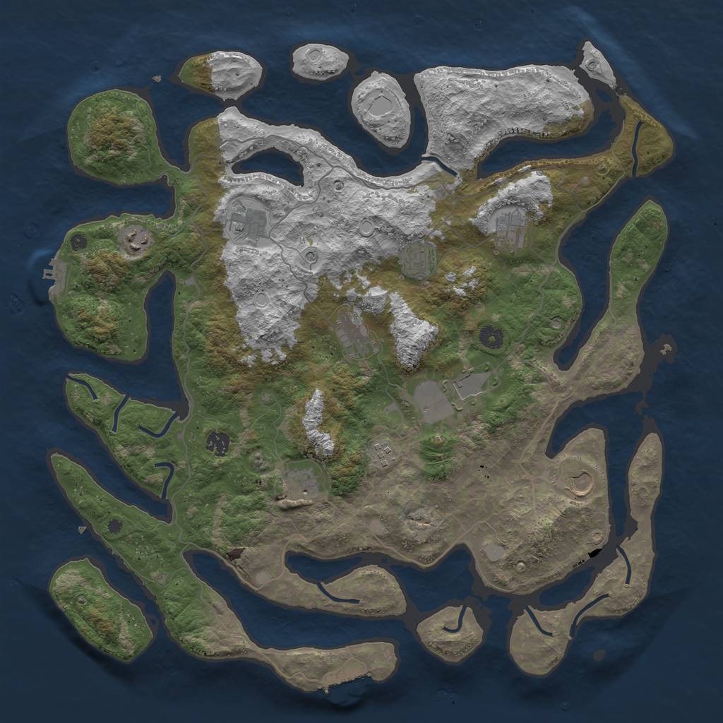 Rust Map: Procedural Map, Size: 4500, Seed: 1371320033, 18 Monuments