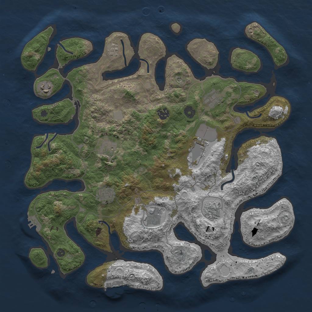 Rust Map: Procedural Map, Size: 4000, Seed: 14456342, 17 Monuments