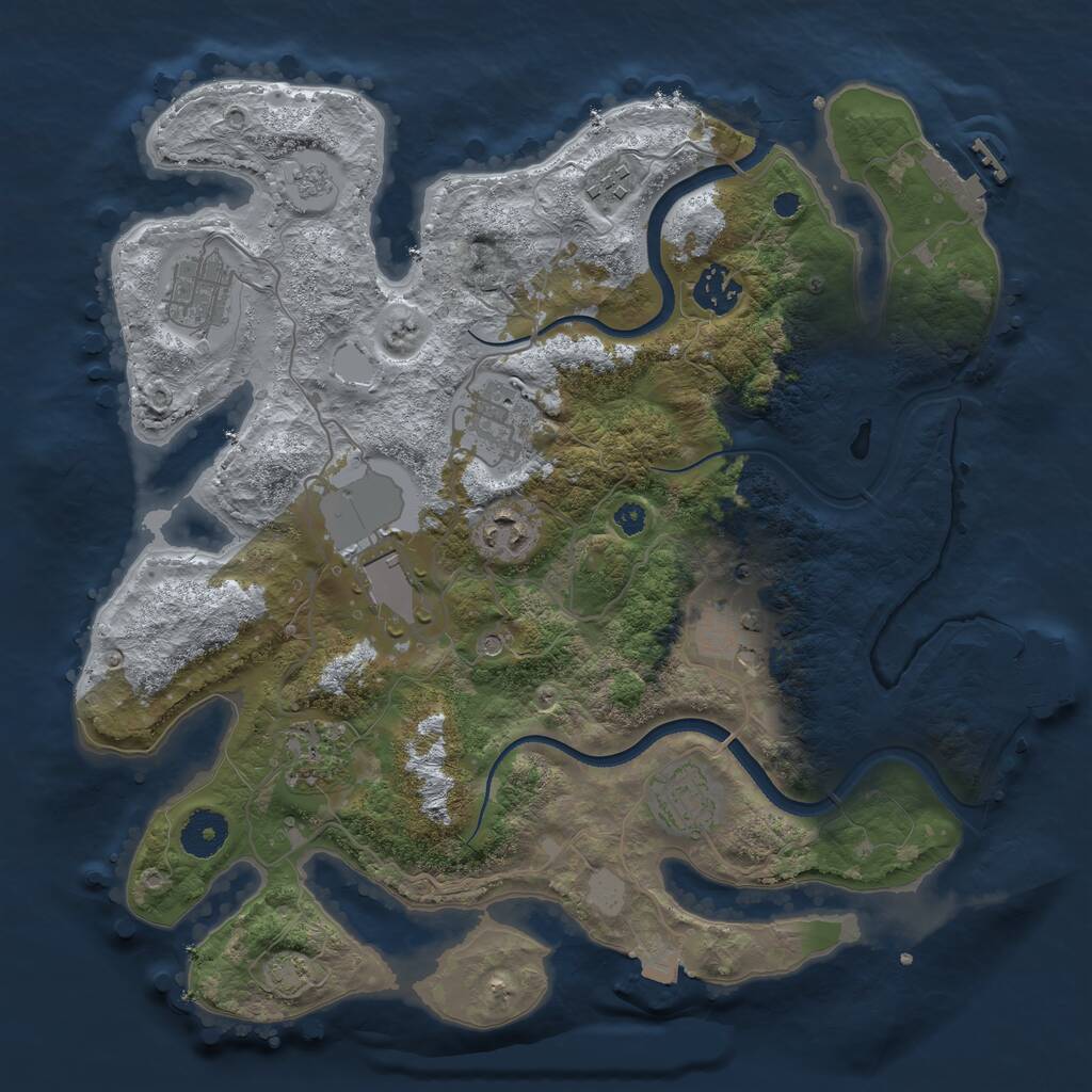 Rust Map: Procedural Map, Size: 3500, Seed: 747578478, 15 Monuments