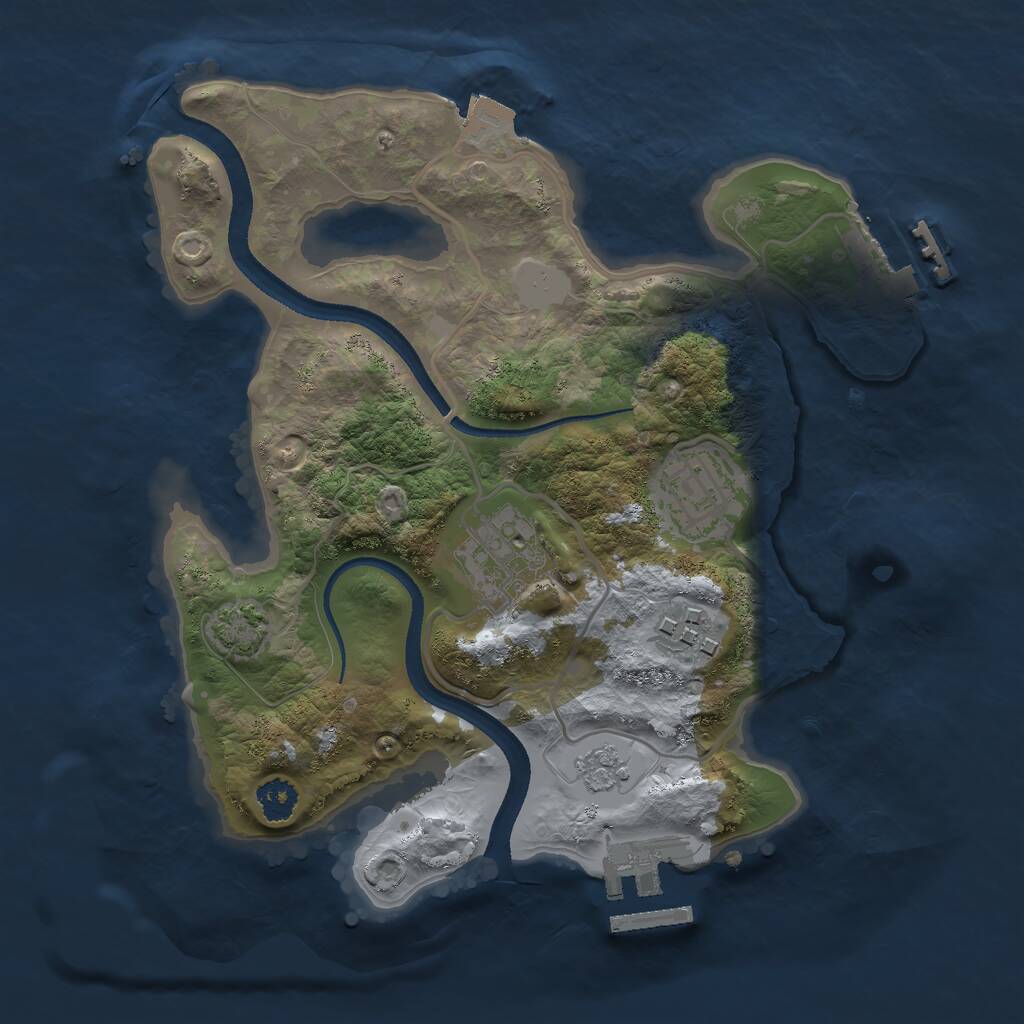 Rust Map: Procedural Map, Size: 2500, Seed: 1254416442, 8 Monuments