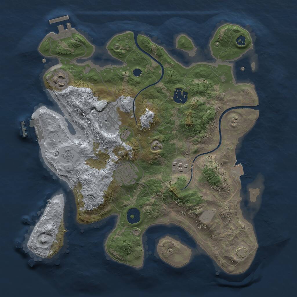 Rust Map: Procedural Map, Size: 3000, Seed: 54564, 10 Monuments