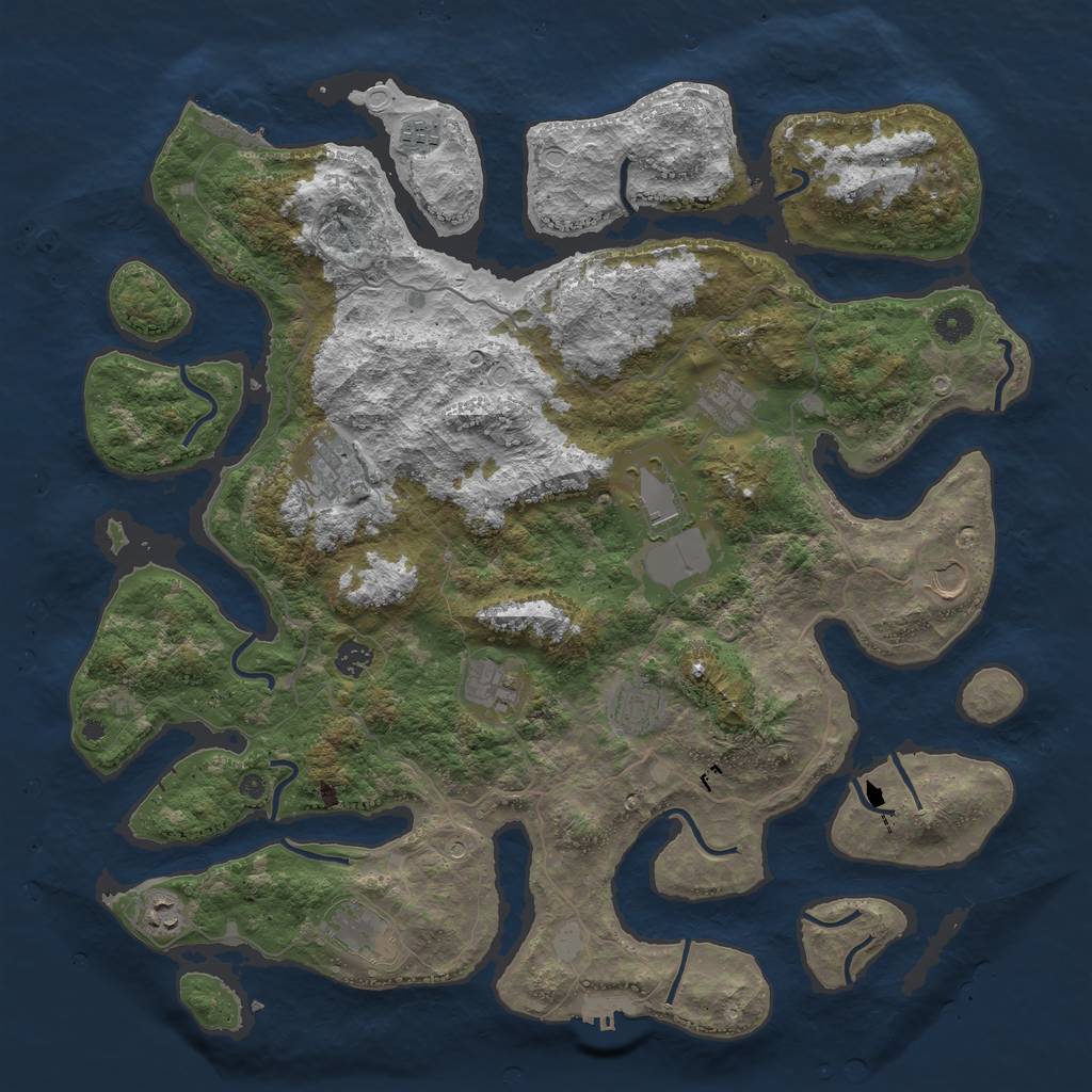 Rust Map: Procedural Map, Size: 4500, Seed: 4143537, 18 Monuments