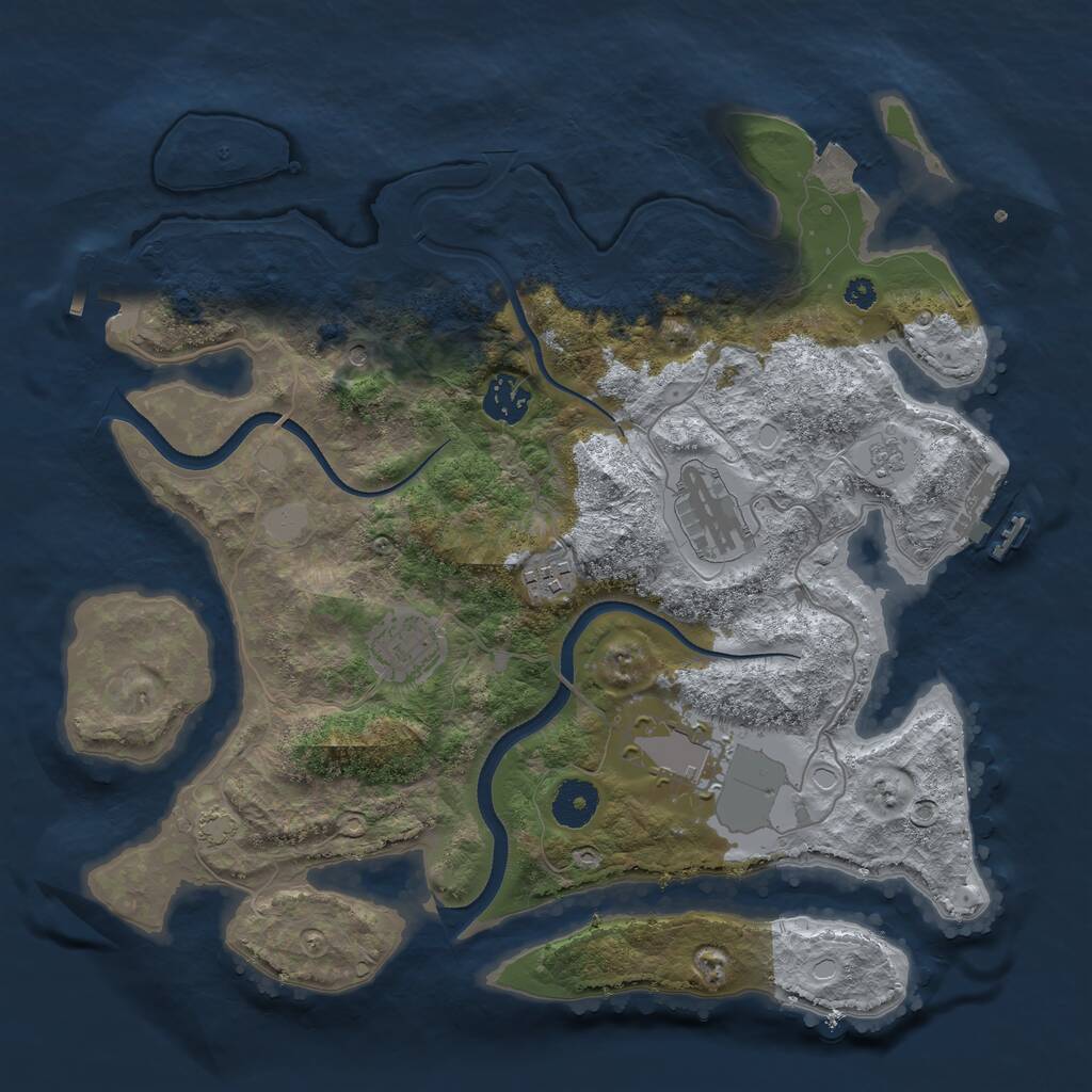 Rust Map: Procedural Map, Size: 3500, Seed: 1294629, 11 Monuments