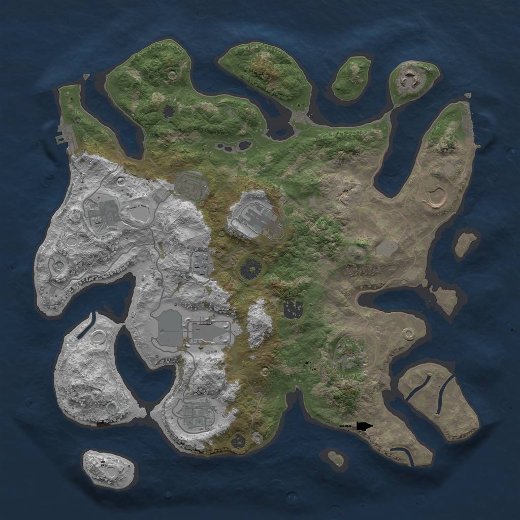 Rust Map: Procedural Map, Size: 3750, Seed: 59616230, 18 Monuments