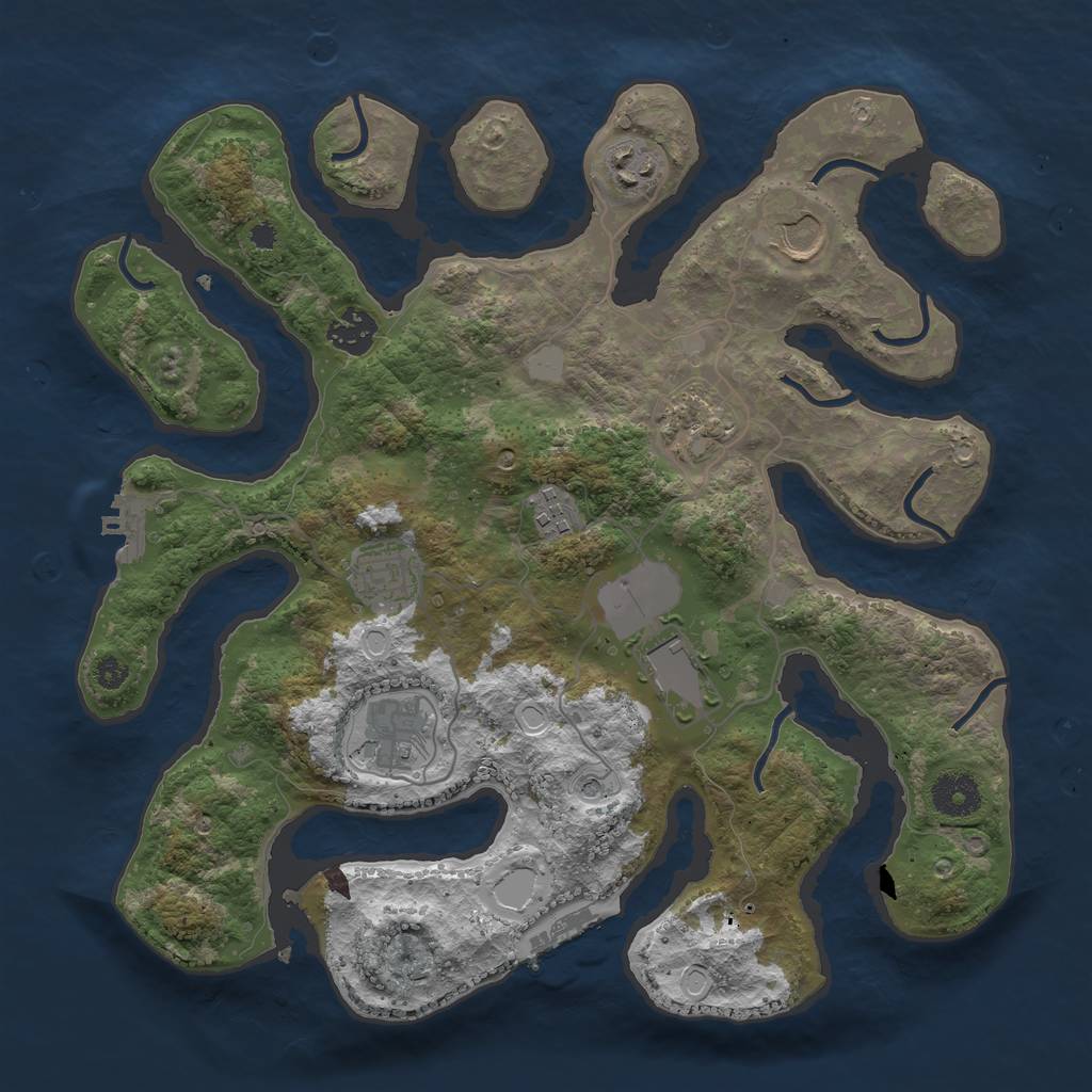 Rust Map: Procedural Map, Size: 3500, Seed: 583562219, 16 Monuments