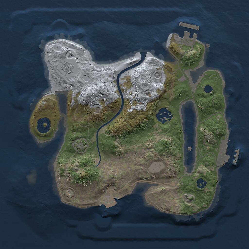 Rust Map: Procedural Map, Size: 2500, Seed: 2123829738, 7 Monuments