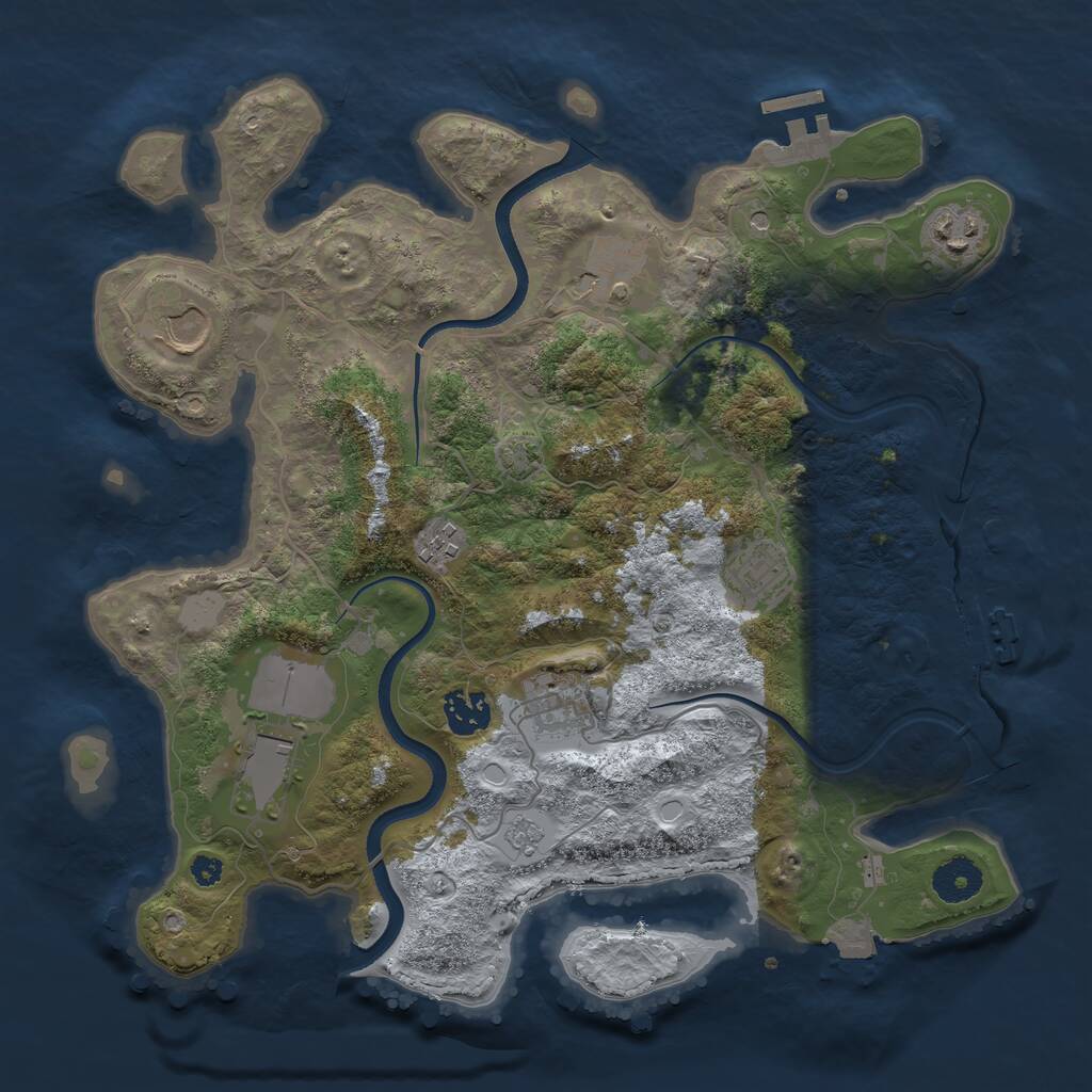 Rust Map: Procedural Map, Size: 3500, Seed: 1964707974, 14 Monuments