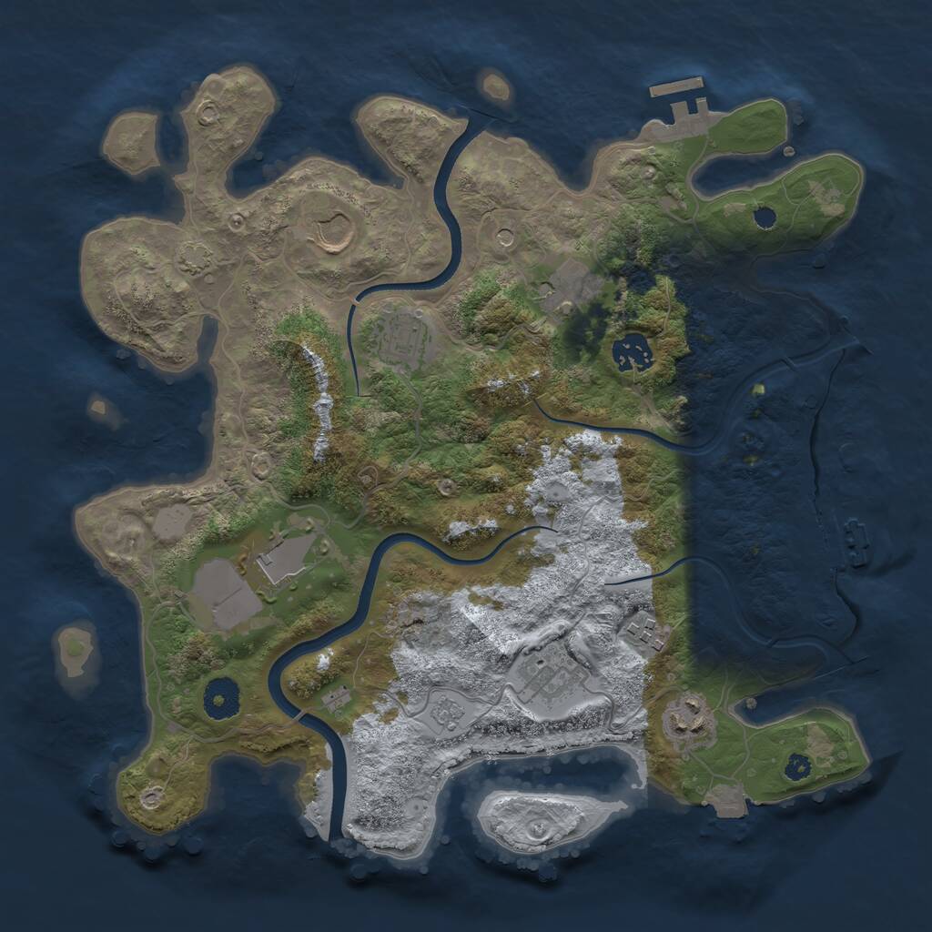 Rust Map: Procedural Map, Size: 3500, Seed: 1964707974, 14 Monuments