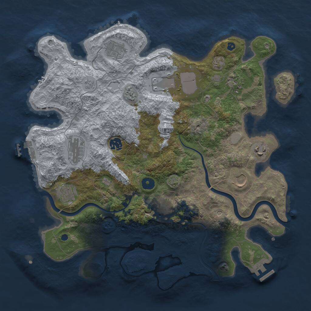 Rust Map: Procedural Map, Size: 3700, Seed: 208370486, 15 Monuments
