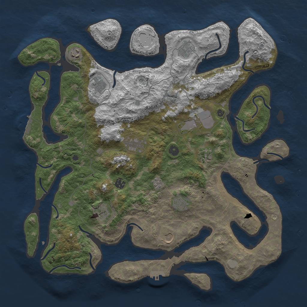 Rust Map: Procedural Map, Size: 4500, Seed: 1776975129, 19 Monuments