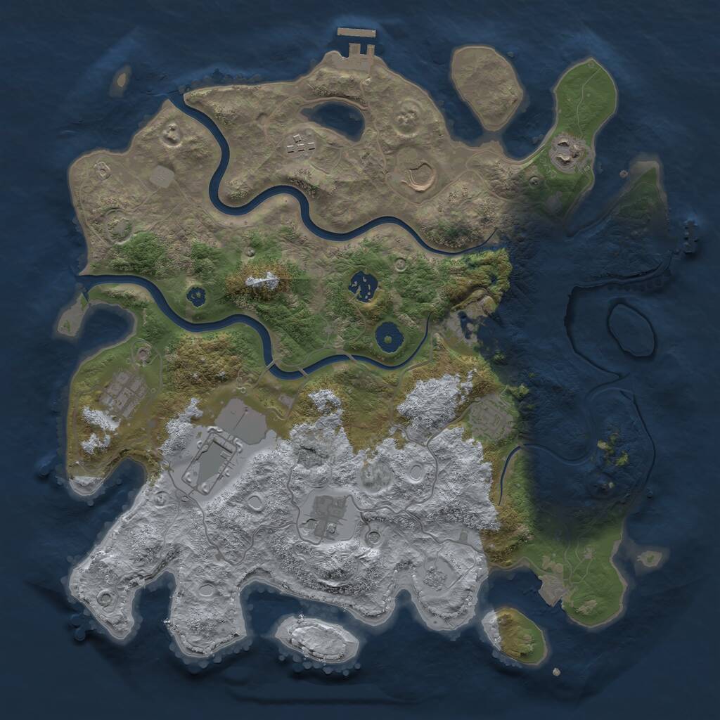 Rust Map: Procedural Map, Size: 3800, Seed: 1469248706, 15 Monuments