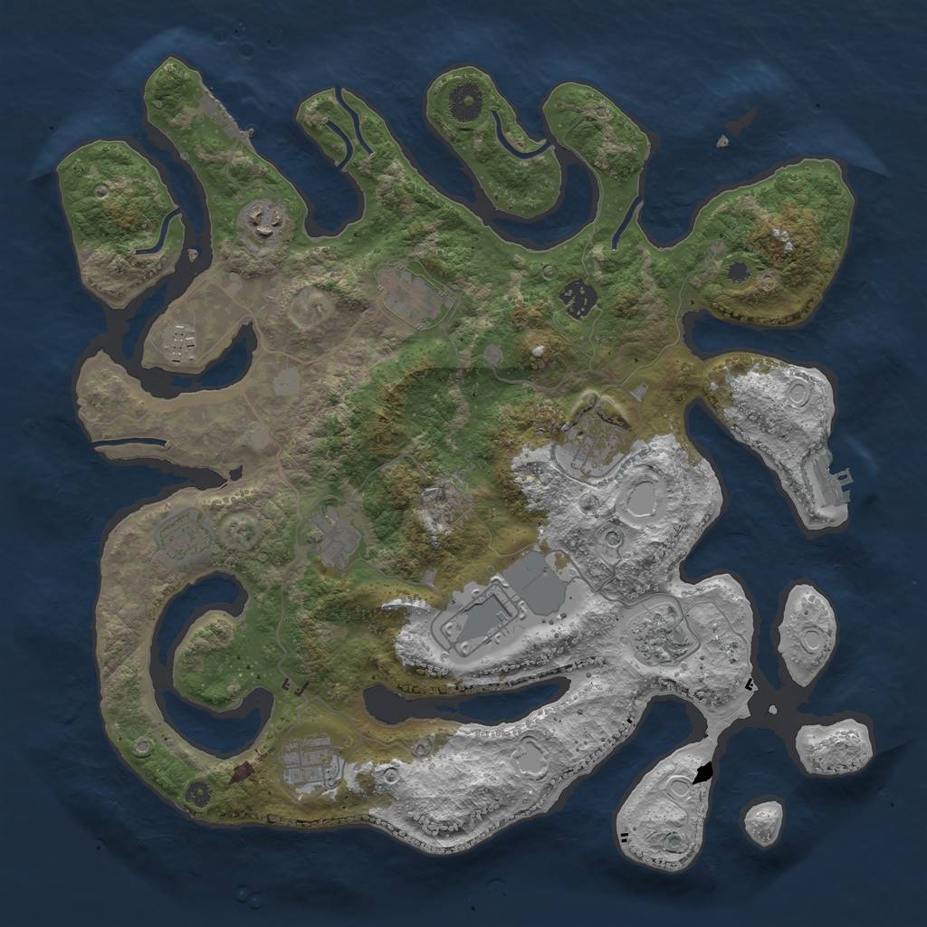 Rust Map: Procedural Map, Size: 3850, Seed: 1142858686, 18 Monuments
