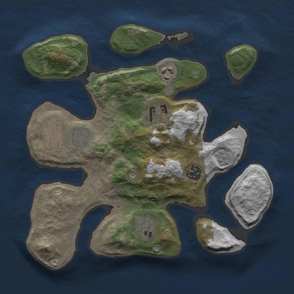 Rust Map: Barren, Size: 3000, Seed: 1767549391, 10 Monuments