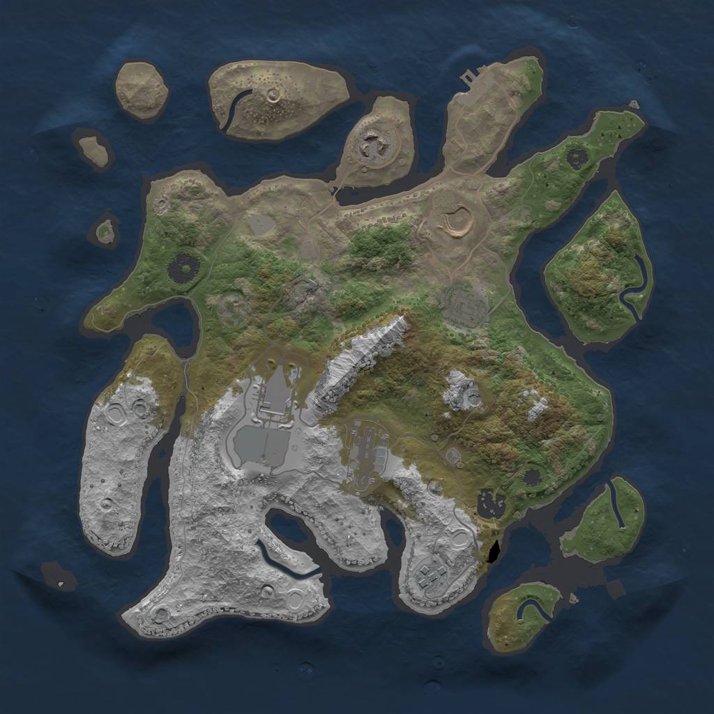 Rust Map: Procedural Map, Size: 3500, Seed: 566085065, 14 Monuments
