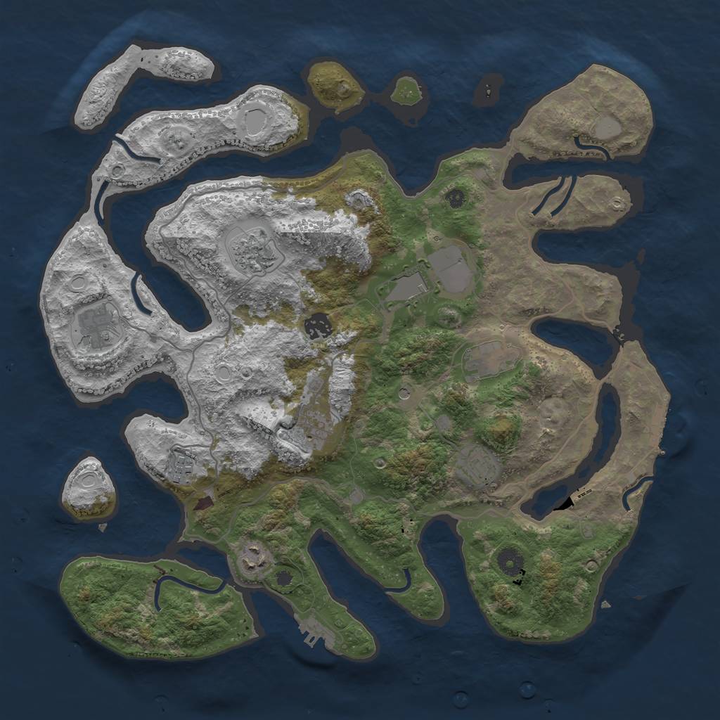 Rust Map: Procedural Map, Size: 4000, Seed: 618, 17 Monuments