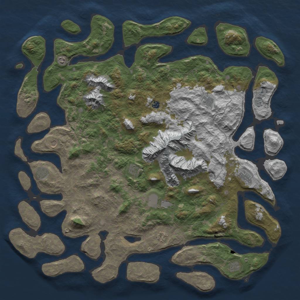 Rust Map: Barren, Size: 6000, Seed: 213131, 14 Monuments