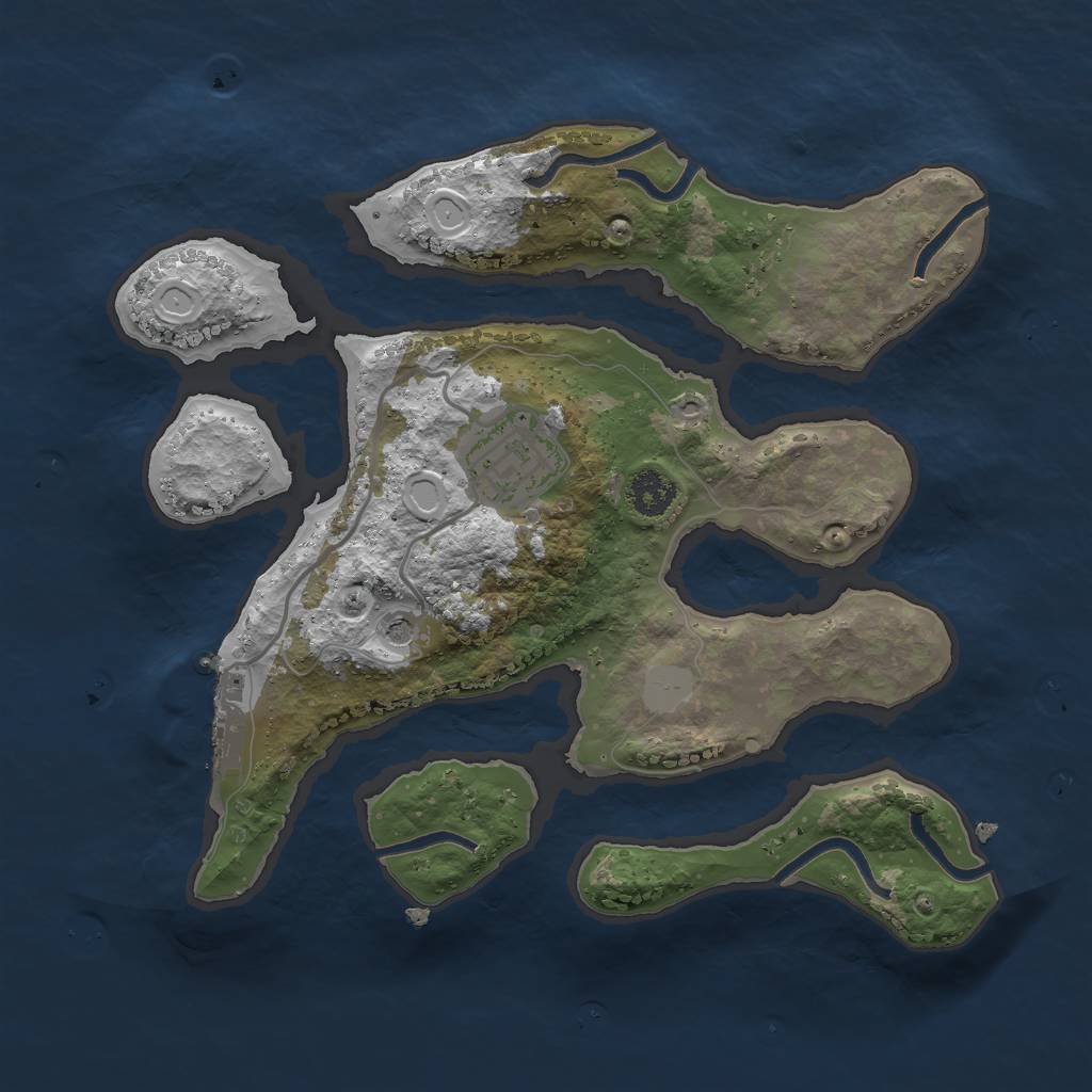 Rust Map: Procedural Map, Size: 2500, Seed: 597, 8 Monuments