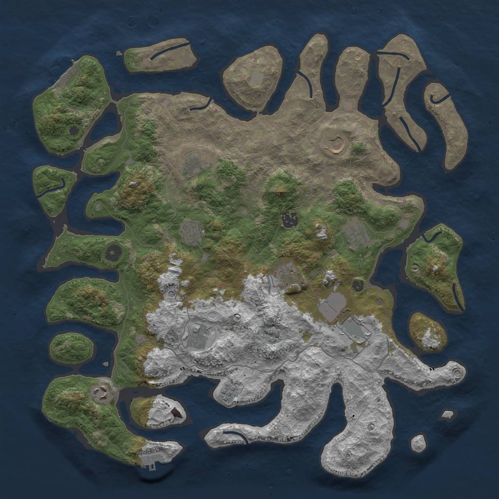 Rust Map: Procedural Map, Size: 4500, Seed: 1105149066, 18 Monuments
