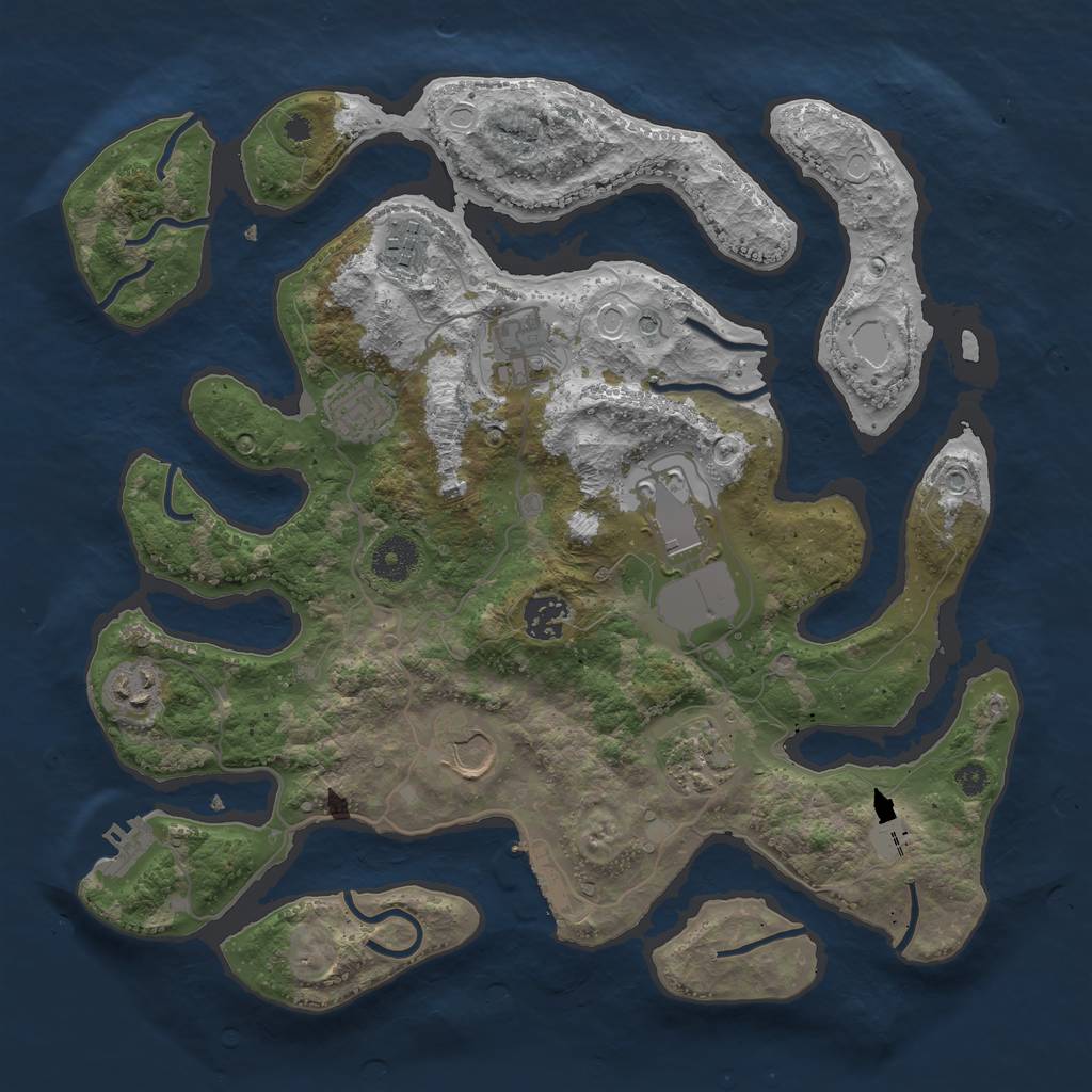 Rust Map: Procedural Map, Size: 3600, Seed: 517034373, 16 Monuments