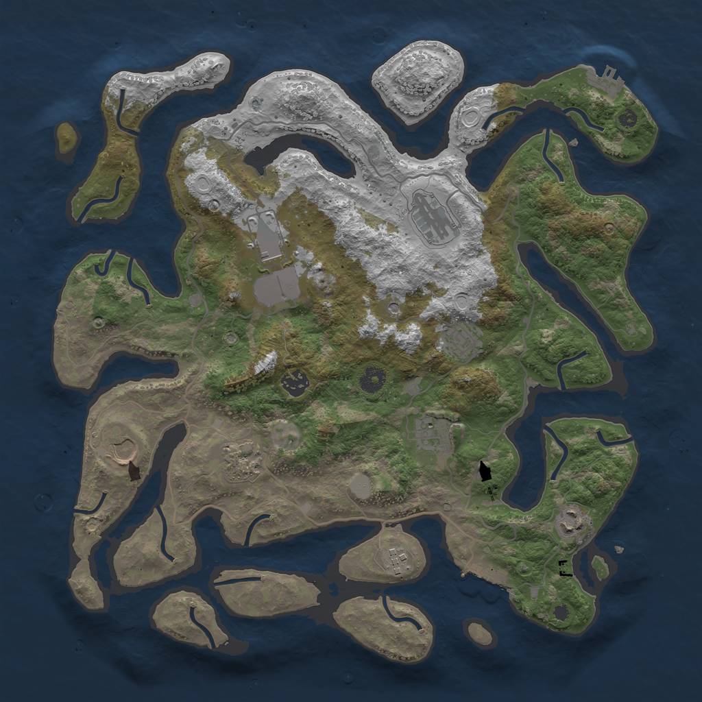 Rust Map: Procedural Map, Size: 4000, Seed: 463968639, 17 Monuments