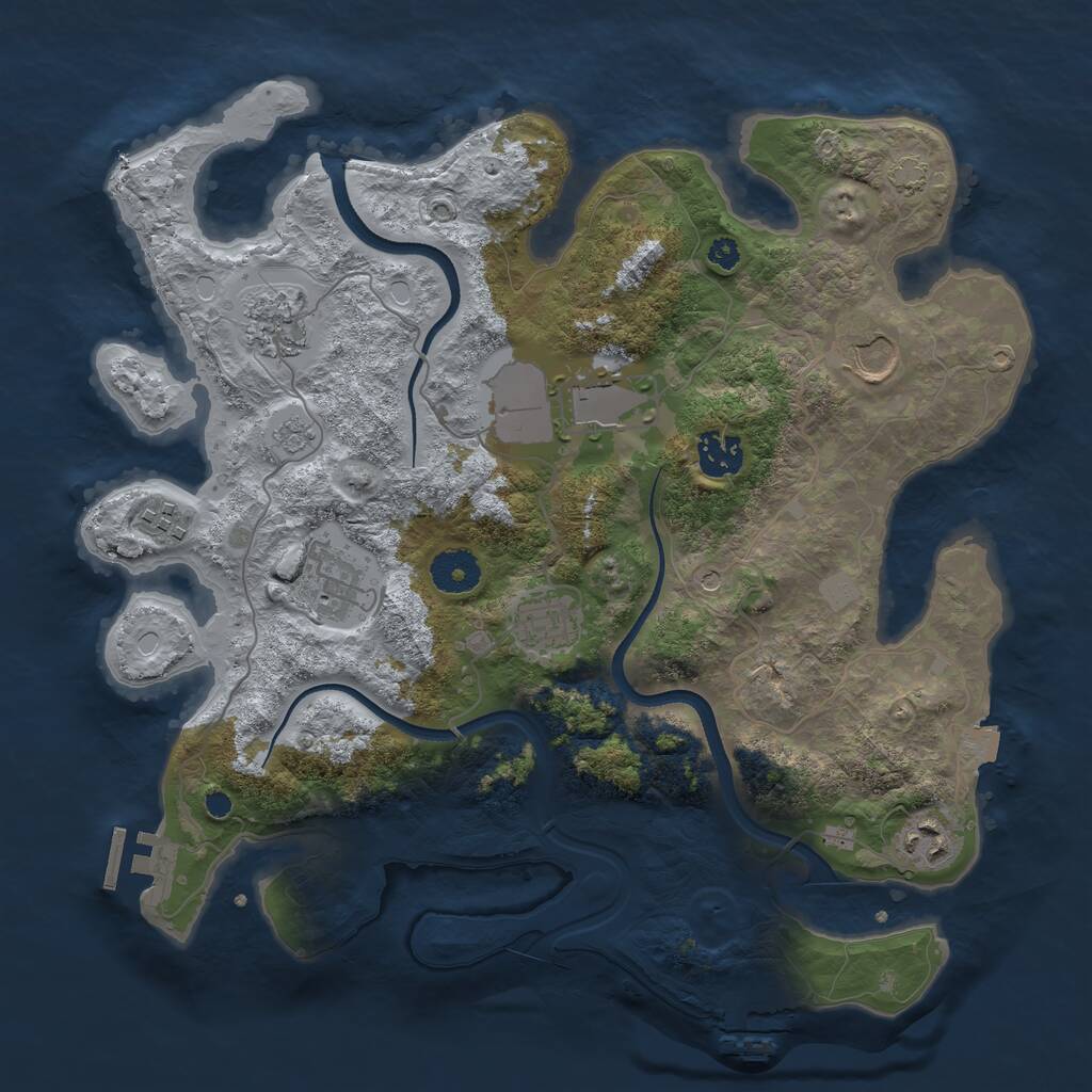 Rust Map: Procedural Map, Size: 3500, Seed: 597, 14 Monuments