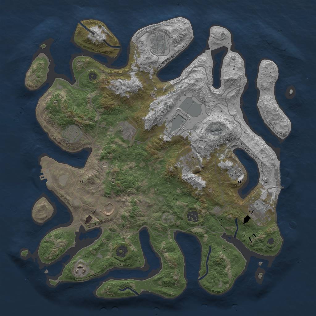 Rust Map: Procedural Map, Size: 4000, Seed: 4838, 18 Monuments