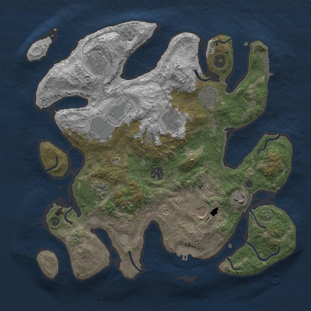 Rust Map: Procedural Map, Size: 3600, Seed: 789999, 17 Monuments