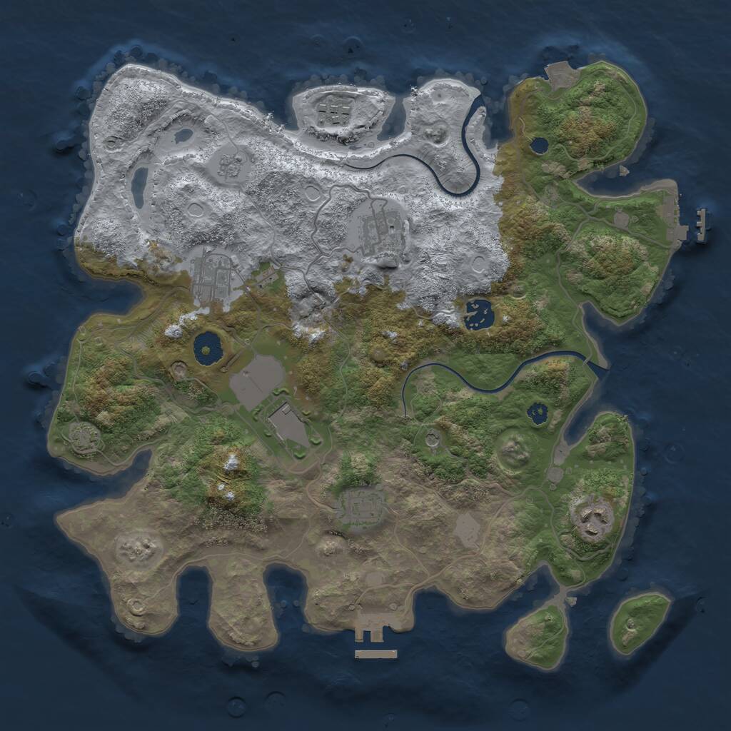 Rust Map: Procedural Map, Size: 3500, Seed: 608397979, 13 Monuments