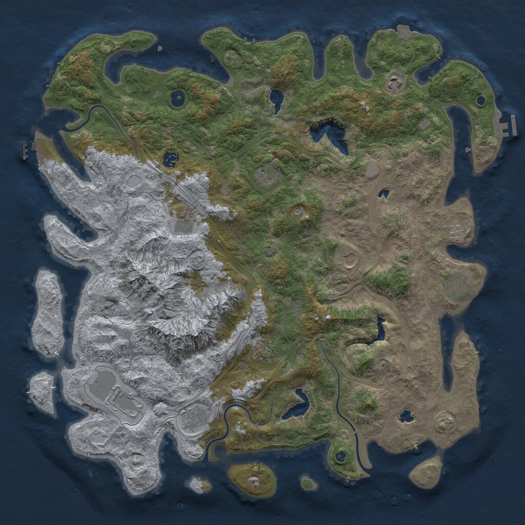 Rust Map: Procedural Map, Size: 5000, Seed: 9122021, 16 Monuments