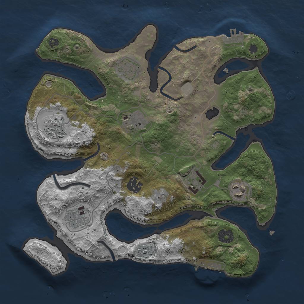 Rust Map: Procedural Map, Size: 3000, Seed: 917430, 15 Monuments