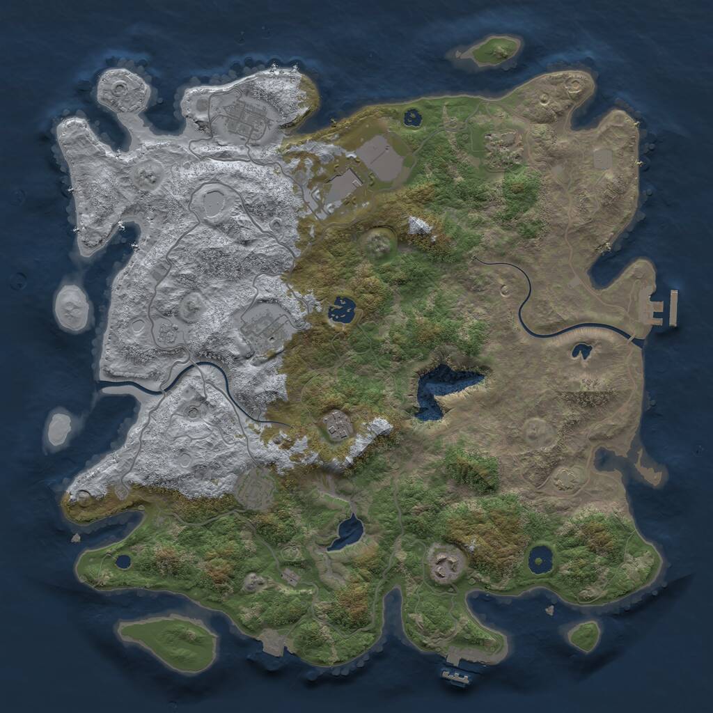 Rust Map: Procedural Map, Size: 4000, Seed: 52684523, 14 Monuments