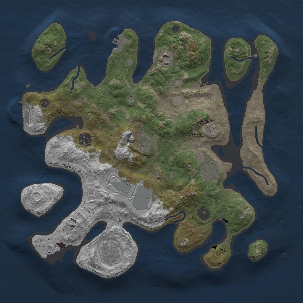 Rust Map: Procedural Map, Size: 3500, Seed: 2040380096, 15 Monuments