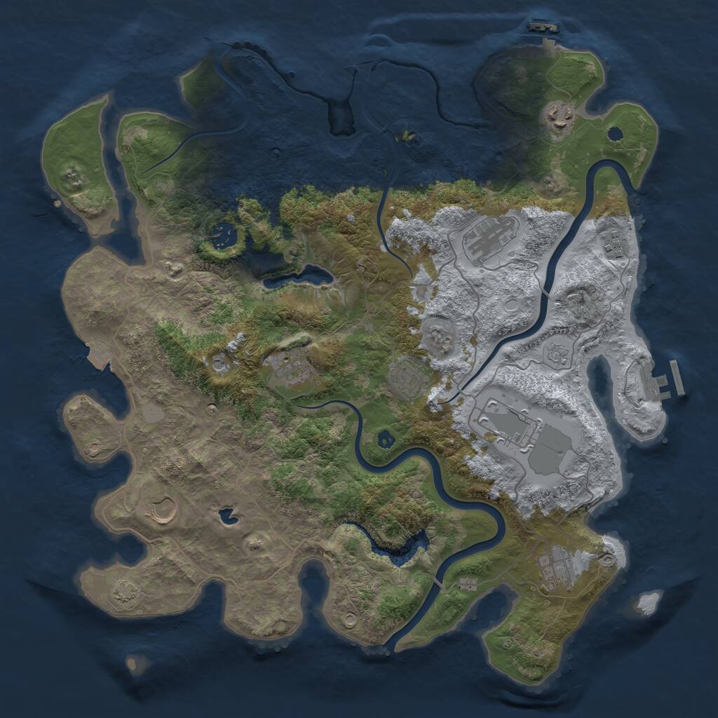 Rust Map: Procedural Map, Size: 4000, Seed: 1885258603, 15 Monuments