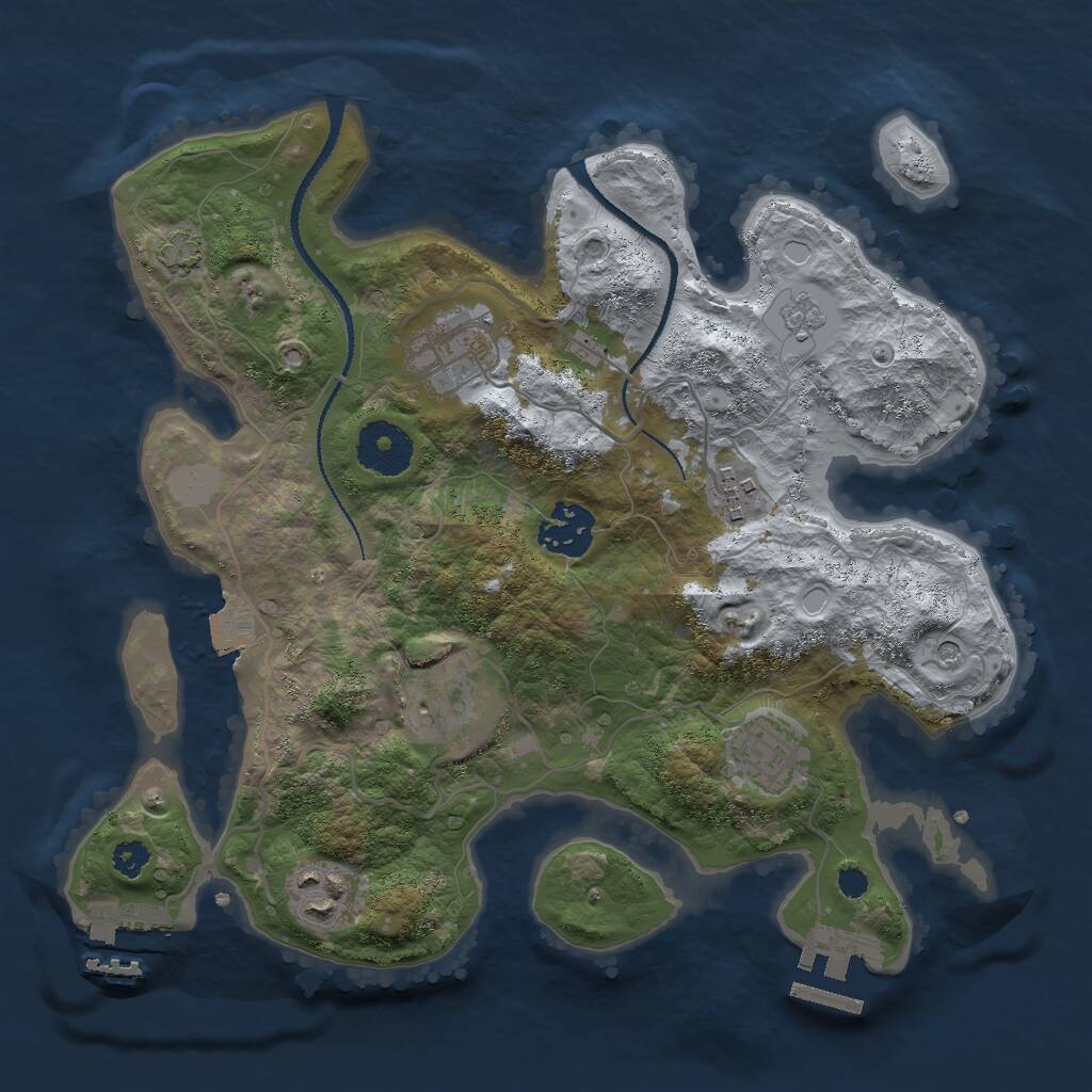 Rust Map: Procedural Map, Size: 3000, Seed: 869198, 12 Monuments