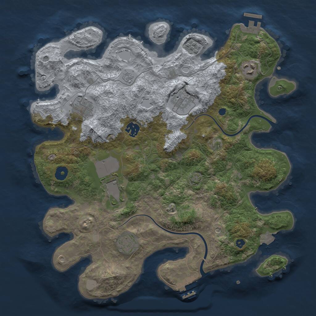 Rust Map: Procedural Map, Size: 3500, Seed: 777777, 13 Monuments