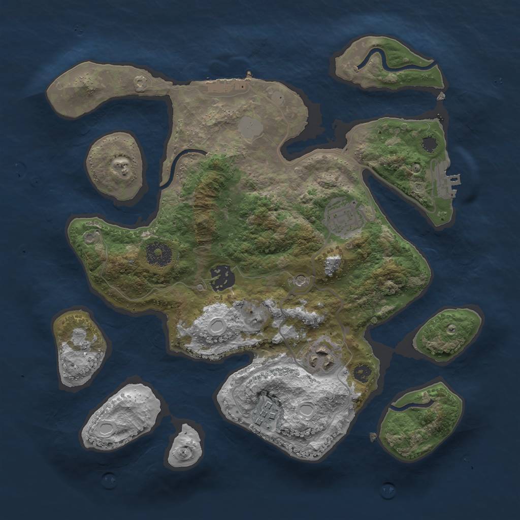 Rust Map: Procedural Map, Size: 3000, Seed: 9567205, 12 Monuments