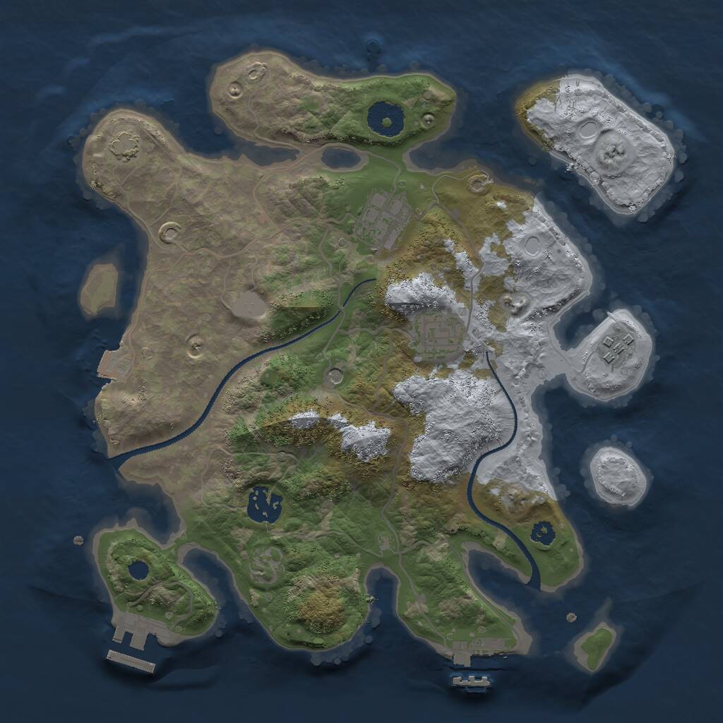 Rust Map: Procedural Map, Size: 3000, Seed: 770742, 9 Monuments
