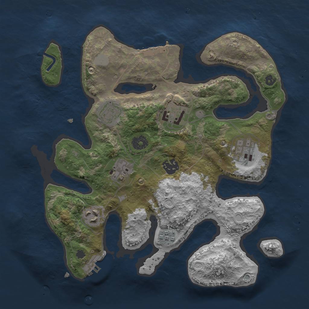 Rust Map: Procedural Map, Size: 3000, Seed: 5344284, 14 Monuments