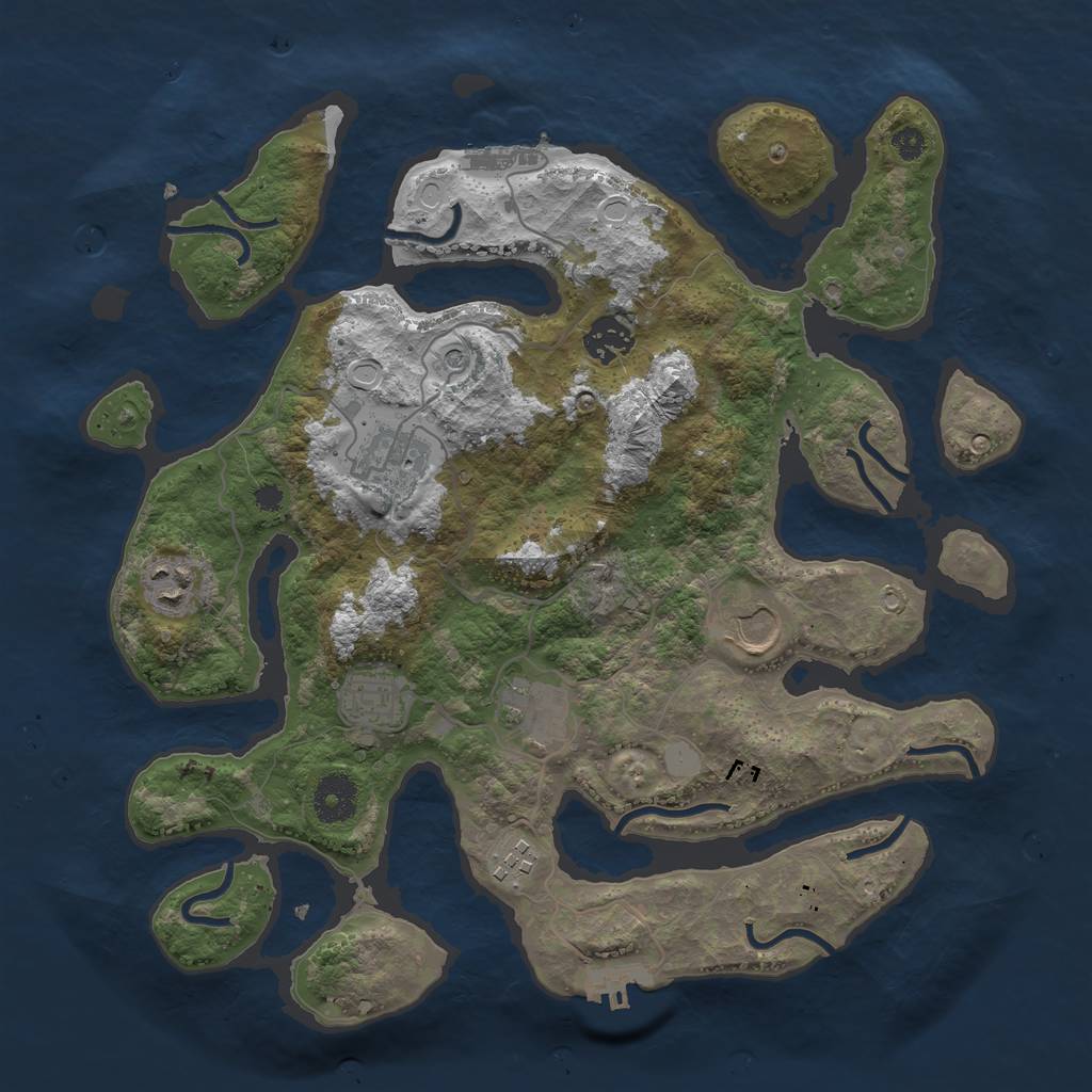 Rust Map: Procedural Map, Size: 3500, Seed: 784, 15 Monuments