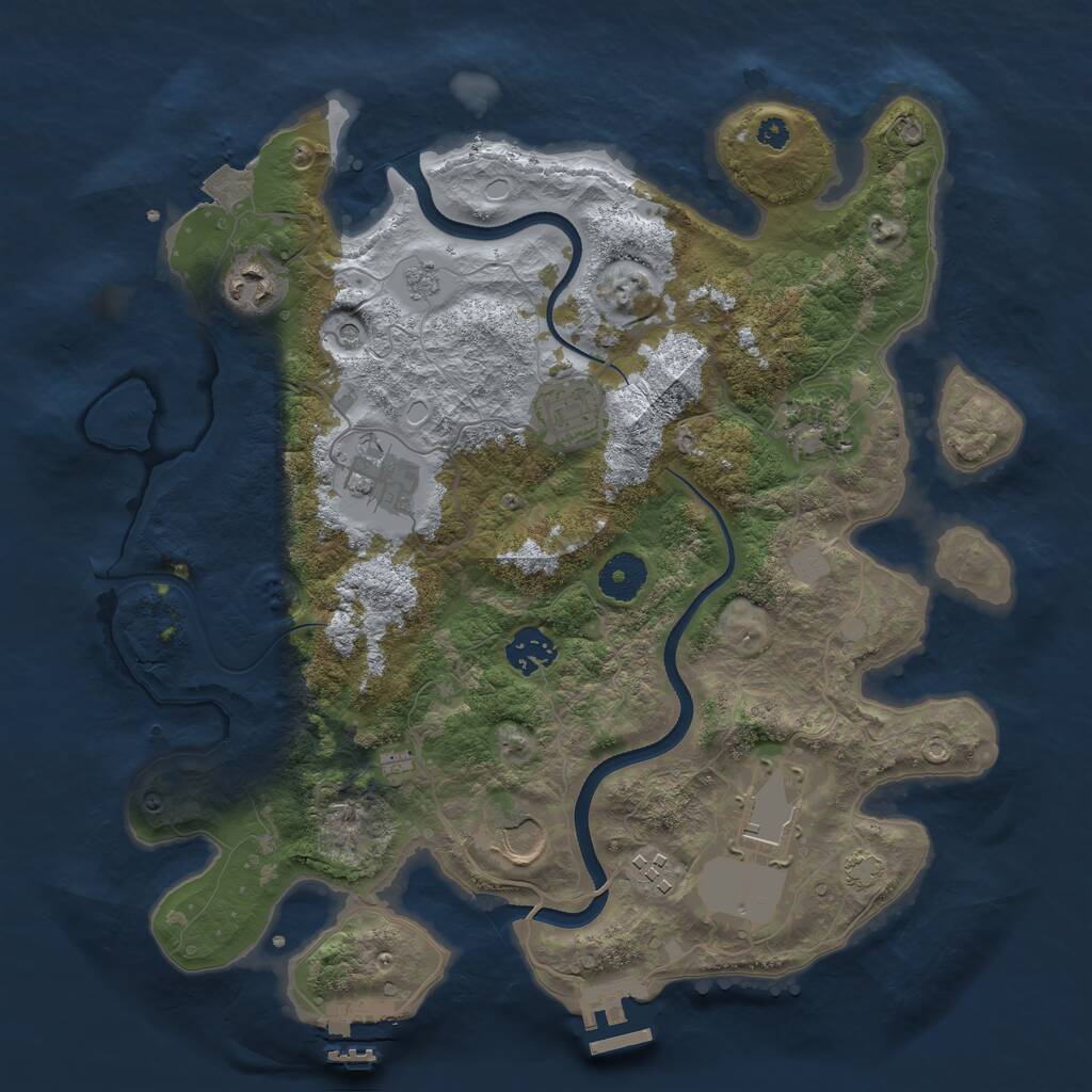 Rust Map: Procedural Map, Size: 3500, Seed: 784, 14 Monuments