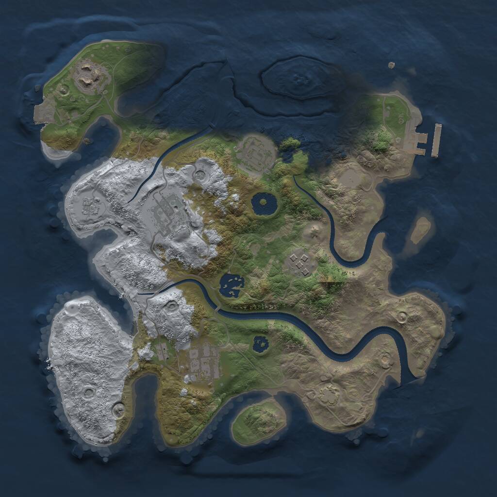 Rust Map: Procedural Map, Size: 3000, Seed: 373060, 11 Monuments