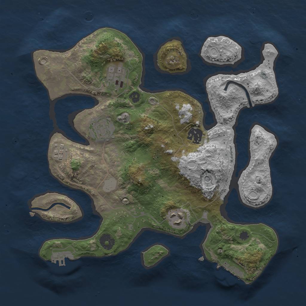 Rust Map: Procedural Map, Size: 3000, Seed: 333774, 13 Monuments