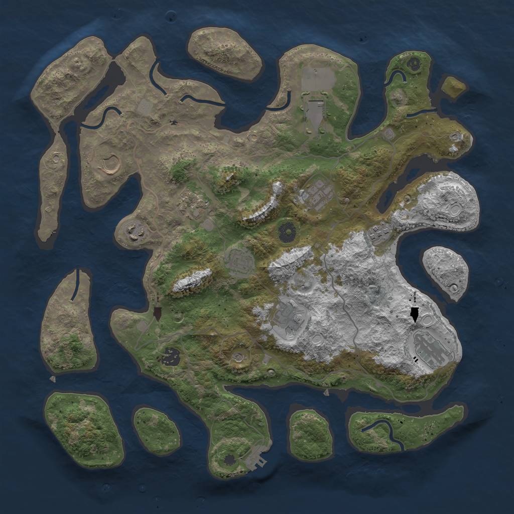 Rust Map: Procedural Map, Size: 4000, Seed: 517393886, 17 Monuments