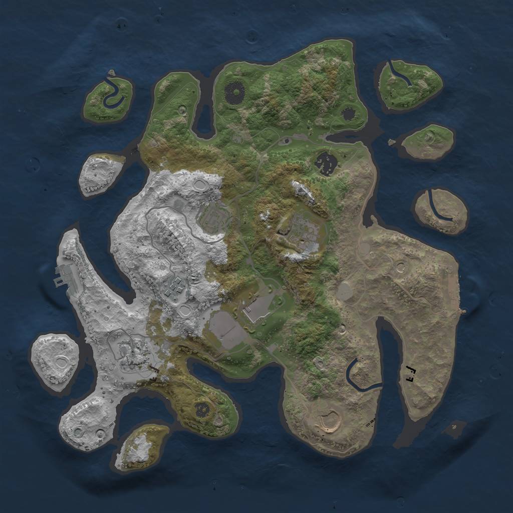 Rust Map: Procedural Map, Size: 3500, Seed: 4977, 15 Monuments